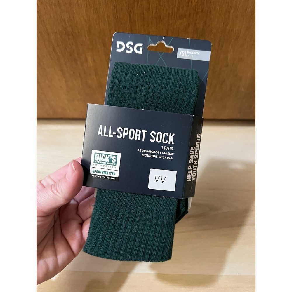 DSG All-Sport Sock Shield Kids XS (9K-1Y) Green 1 Pair Youth New In Package